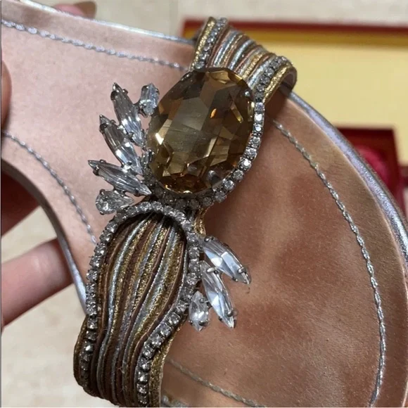 😍 Gorgeous dazzled Gold/Silver Rene Caovilla Sandals - Picture 13 of 16